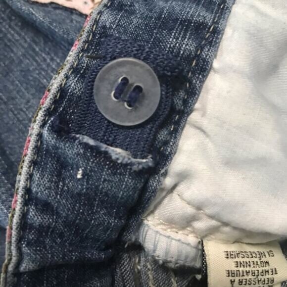 Baby Guess Pink Floral Ribbon & Embroidery Blue Jean Capris - 18M - Picture 9 of 11